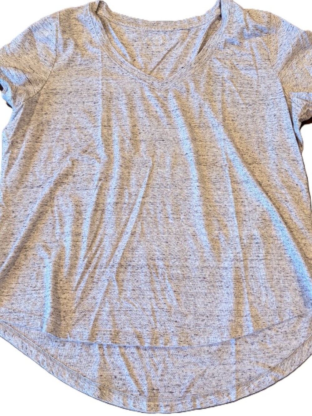 Falls Creek Women's V Neck T Shirt Gray Black Casual Short Sleeve Large